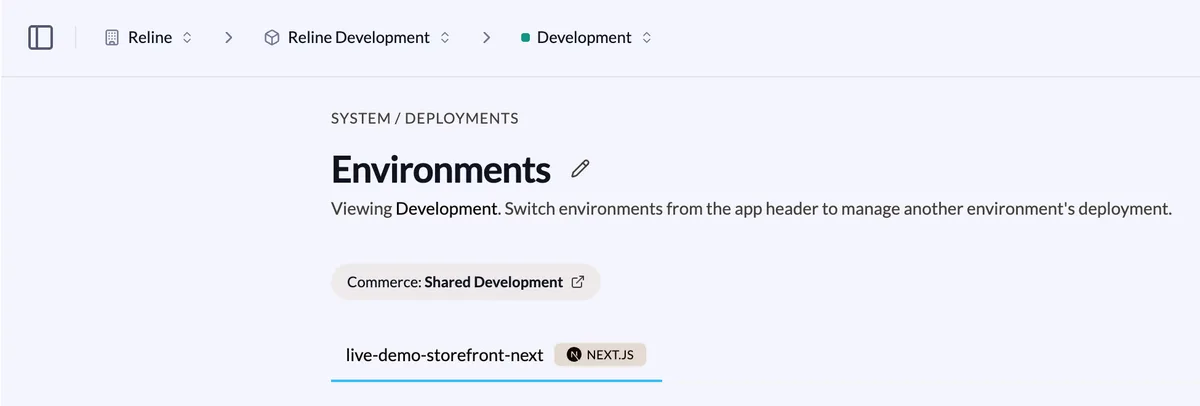 The Reline portal in the development environment